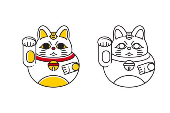 Lucky Cat Symbol Icon in Chinese