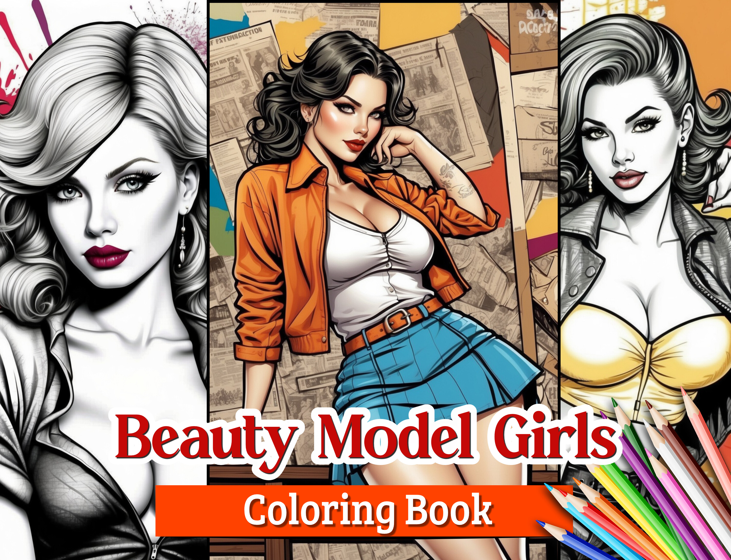 Beauty Model Girls Coloring Book