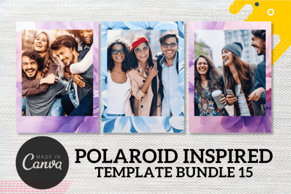 Decorative floral Polaroid template editable in Canva