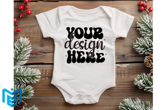 Christmas Baby Mockup Grafik Baby- und Kinderkleidung Von MockupsEasy