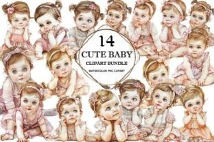 Cute Baby Girl Clipart Bundle Graphic by lazy cute cat · Creative Fabrica