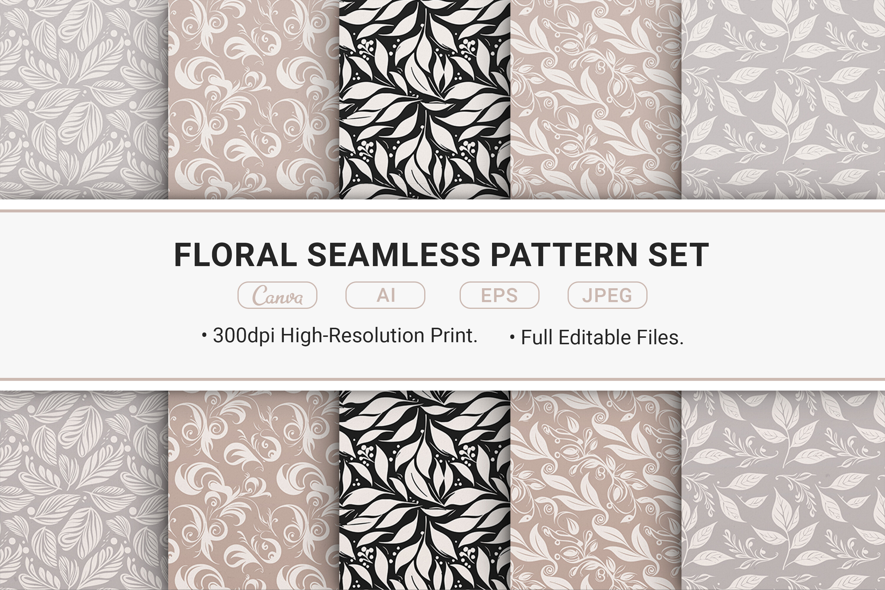 Floral Seamless Pattern Set Graphic by JUNDI · Creative Fabrica