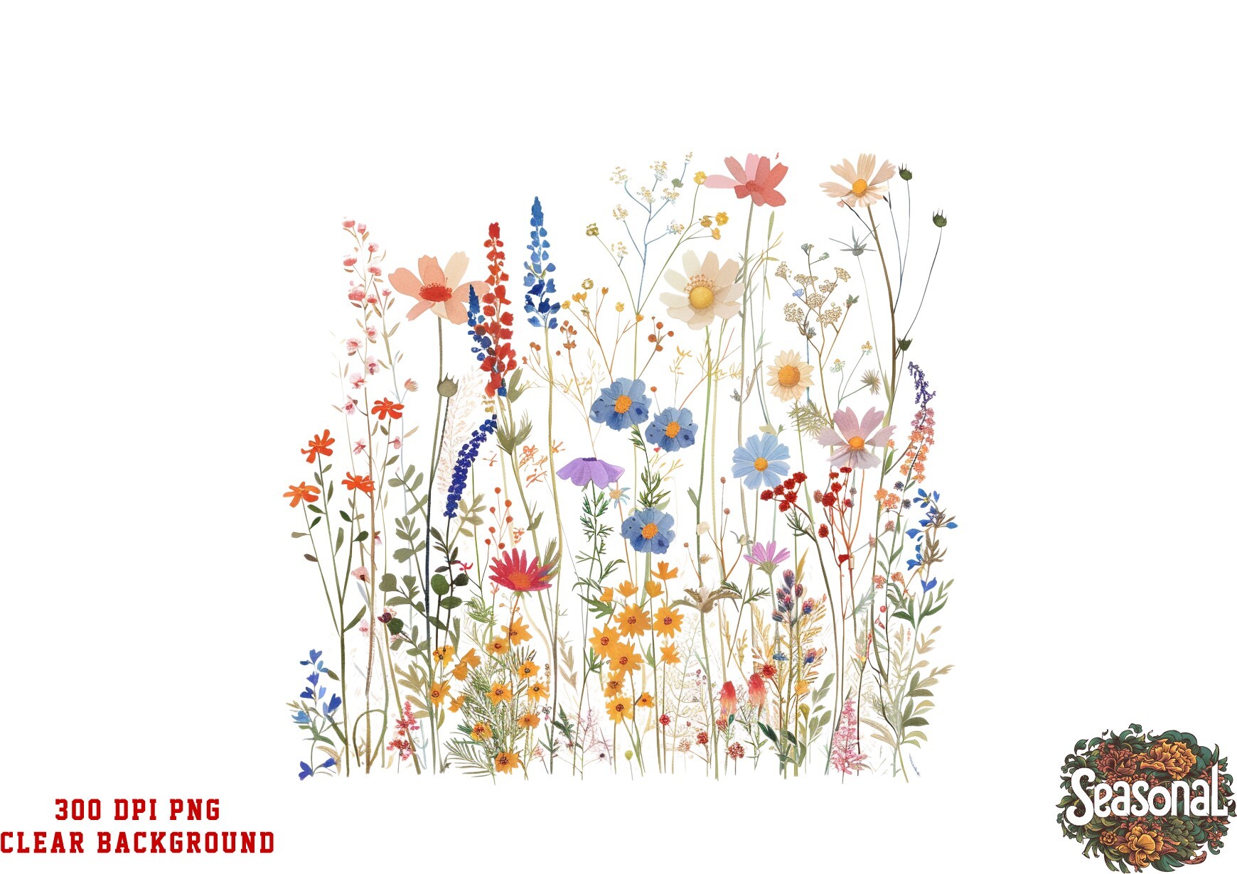 Watercolor Spring Wild Flower Clipart Graphic by seasonal · Creative ...