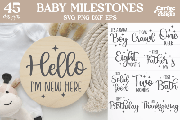 Baby Milestones SVG Bundle Graphic by Carla C Designs · Creative Fabrica