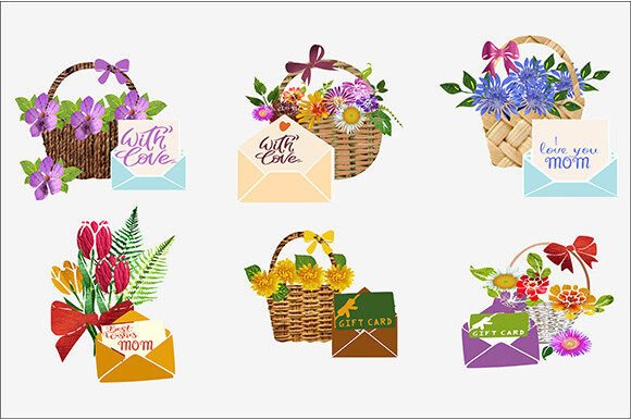 Envelopes & Flowers Set: