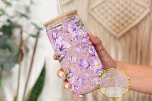 Floral Purple Libbey Can PNG UVDTF Wraps Graphic by PositiveChic ...