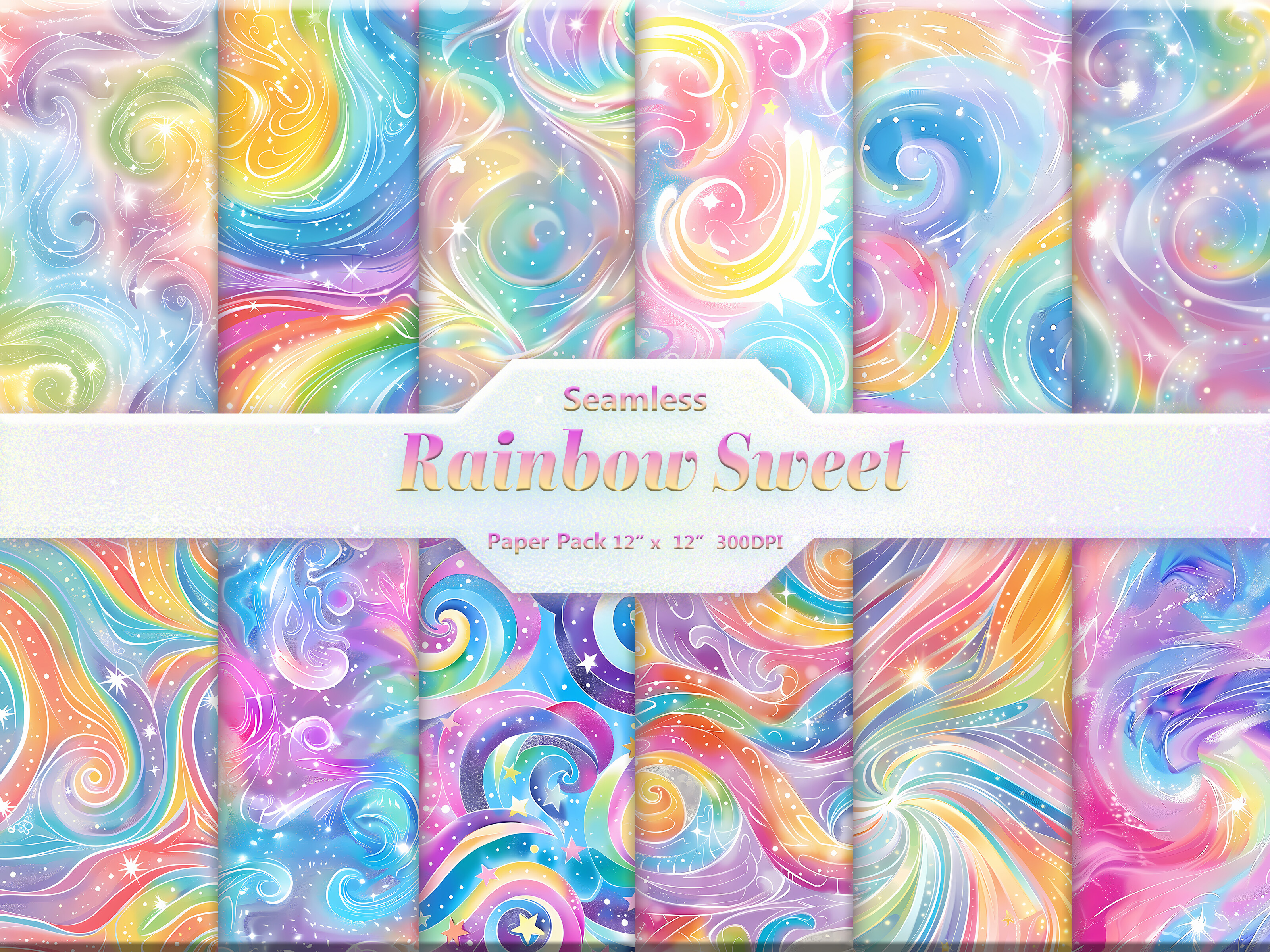 Rainbow Sweet Digital Paper Graphic by DifferPP · Creative Fabrica