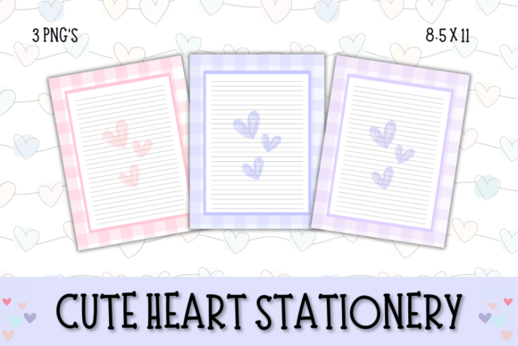 CUTE HEART STATIONERY 3 PACK PRINTABLE