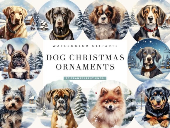 Dog Christmas ornaments clipart bundle for Cricut and Glowforge ornament wholesale listings