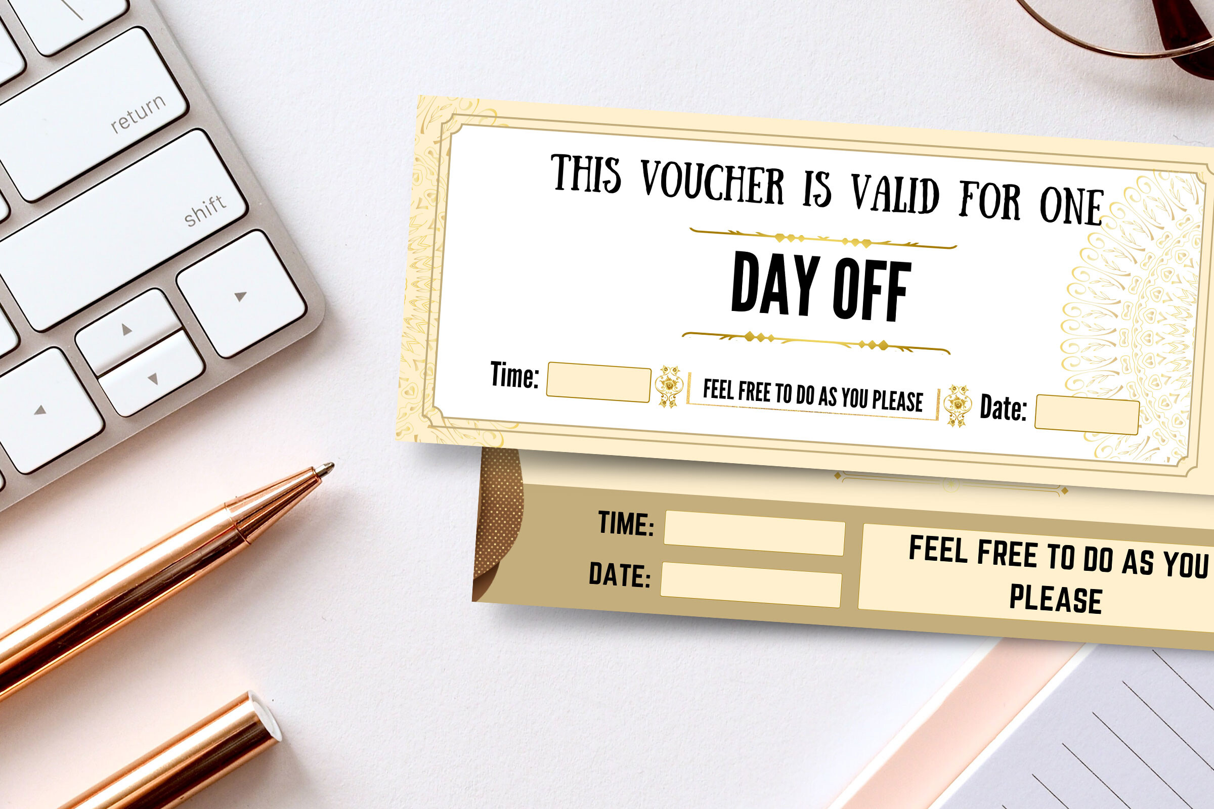 Editable Day off Voucher Canva Template