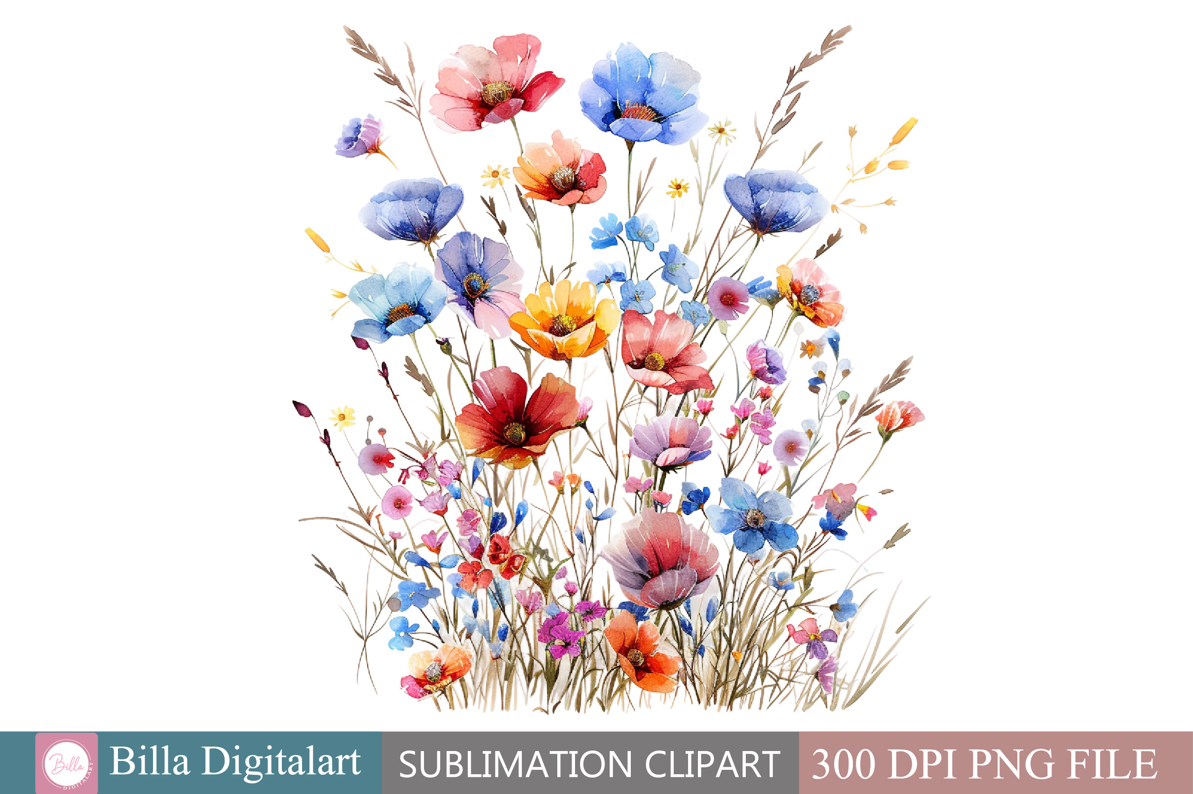 Free Wall Art Set Watercolor Wildflowers Graphic by BillaDigitalart ...