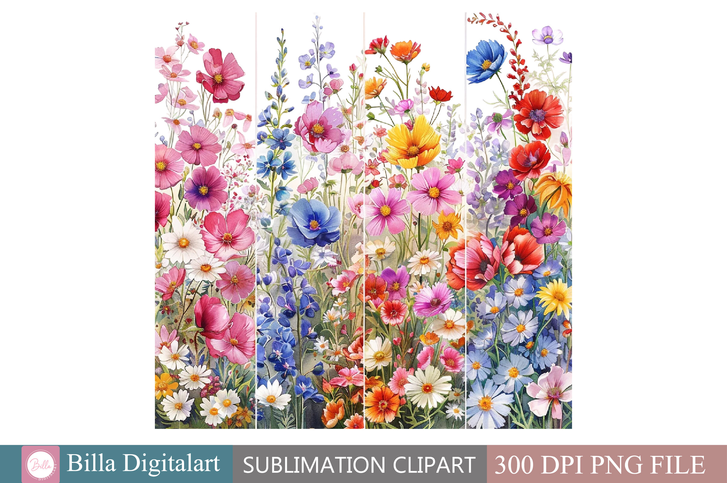 Free Wall Art Set Watercolor Wildflowers Graphic by BillaDigitalart ...