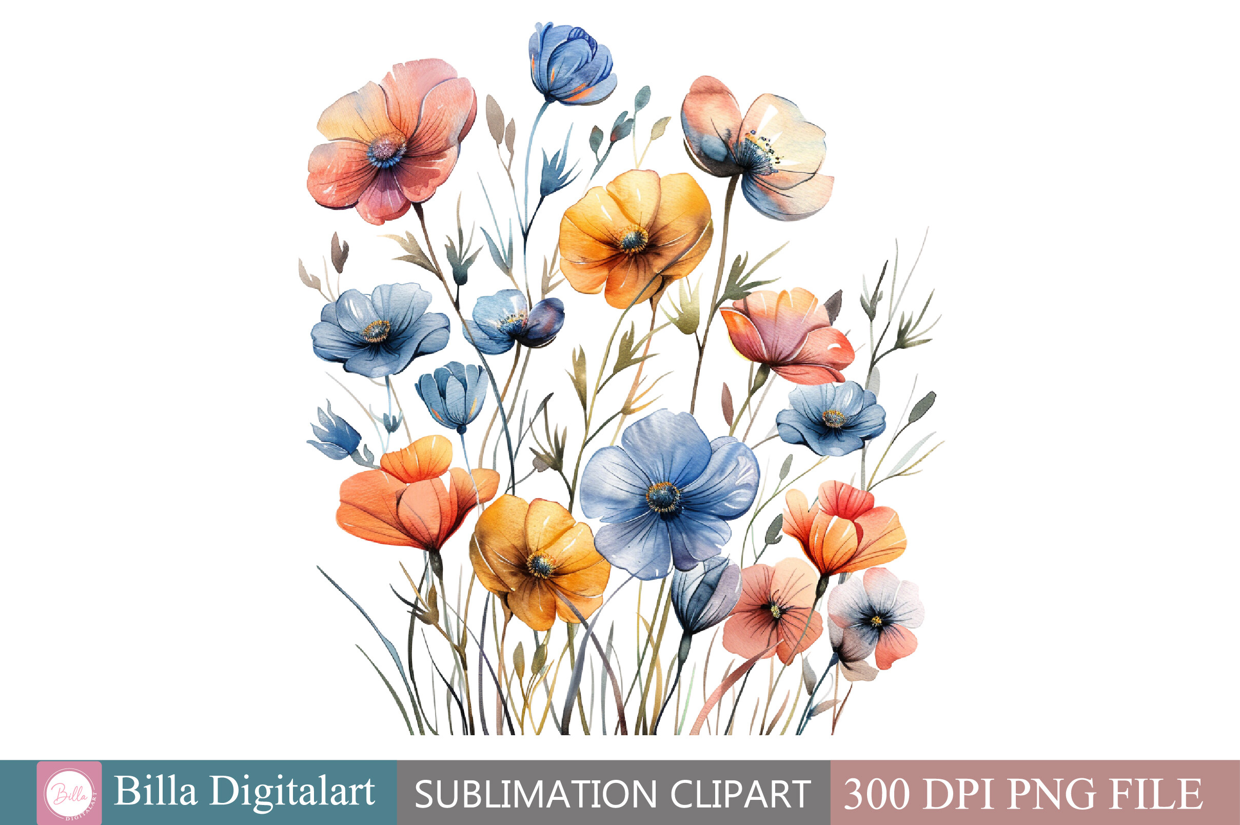 Free Wall Art Set Watercolor Wildflowers Graphic by BillaDigitalart ...