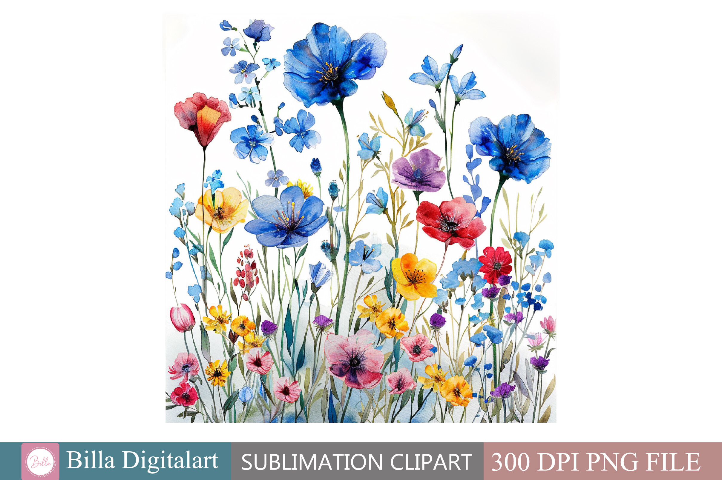 Free Wall Art Set Watercolor Wildflowers Graphic by BillaDigitalart ...