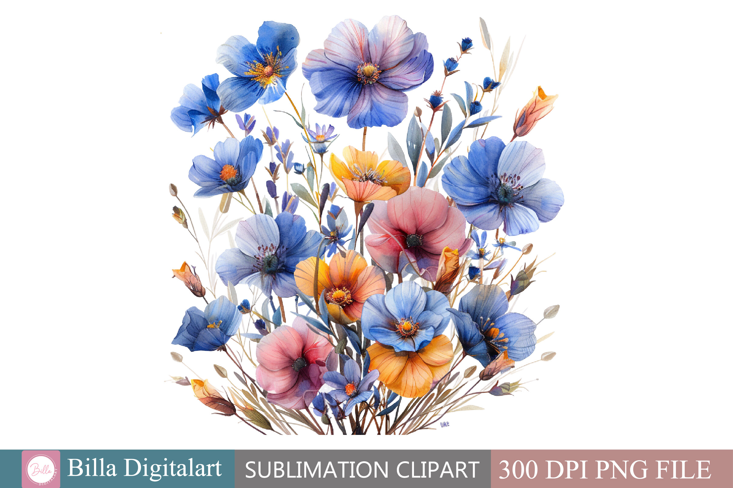Free Wall Art Set Watercolor Wildflowers Graphic by BillaDigitalart ...