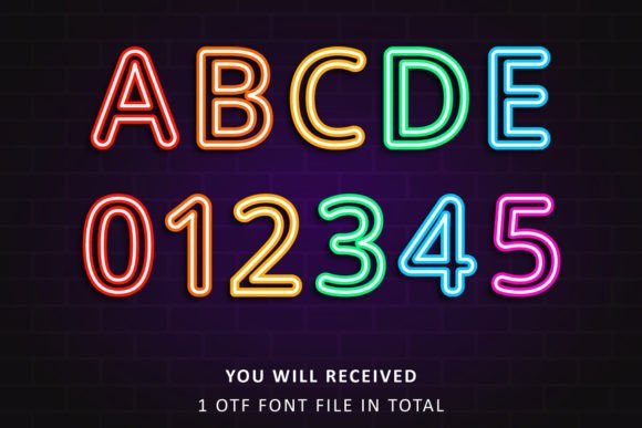 Neon Colored Font PNG with transparent background - Preview 1