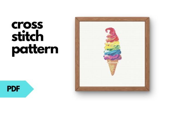 Rainbow Ice Cream Cross Stitch Pattern