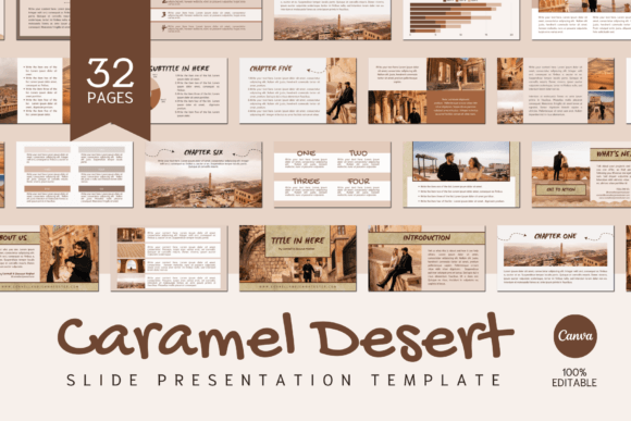 Caramel Desert Canva slide template with warm neutral styling