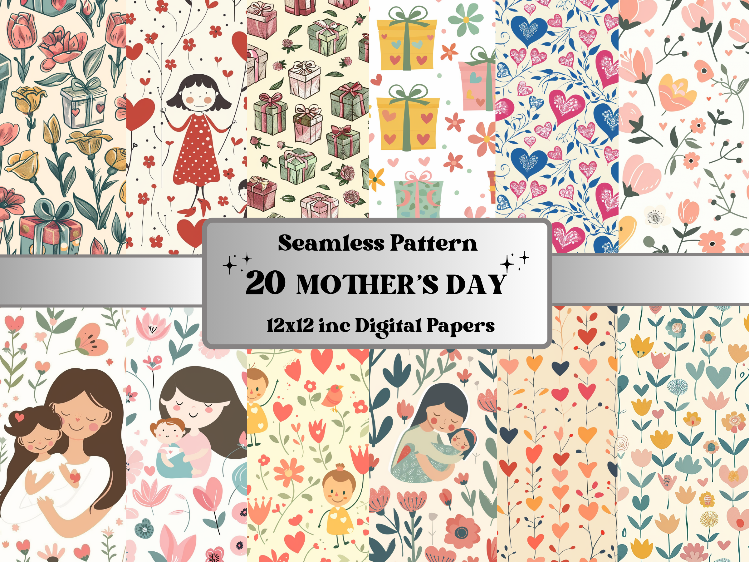 Mom Printed Pattern Seamless Mother's Day Pattern Paper Graphic by giraffecreativestudio ...