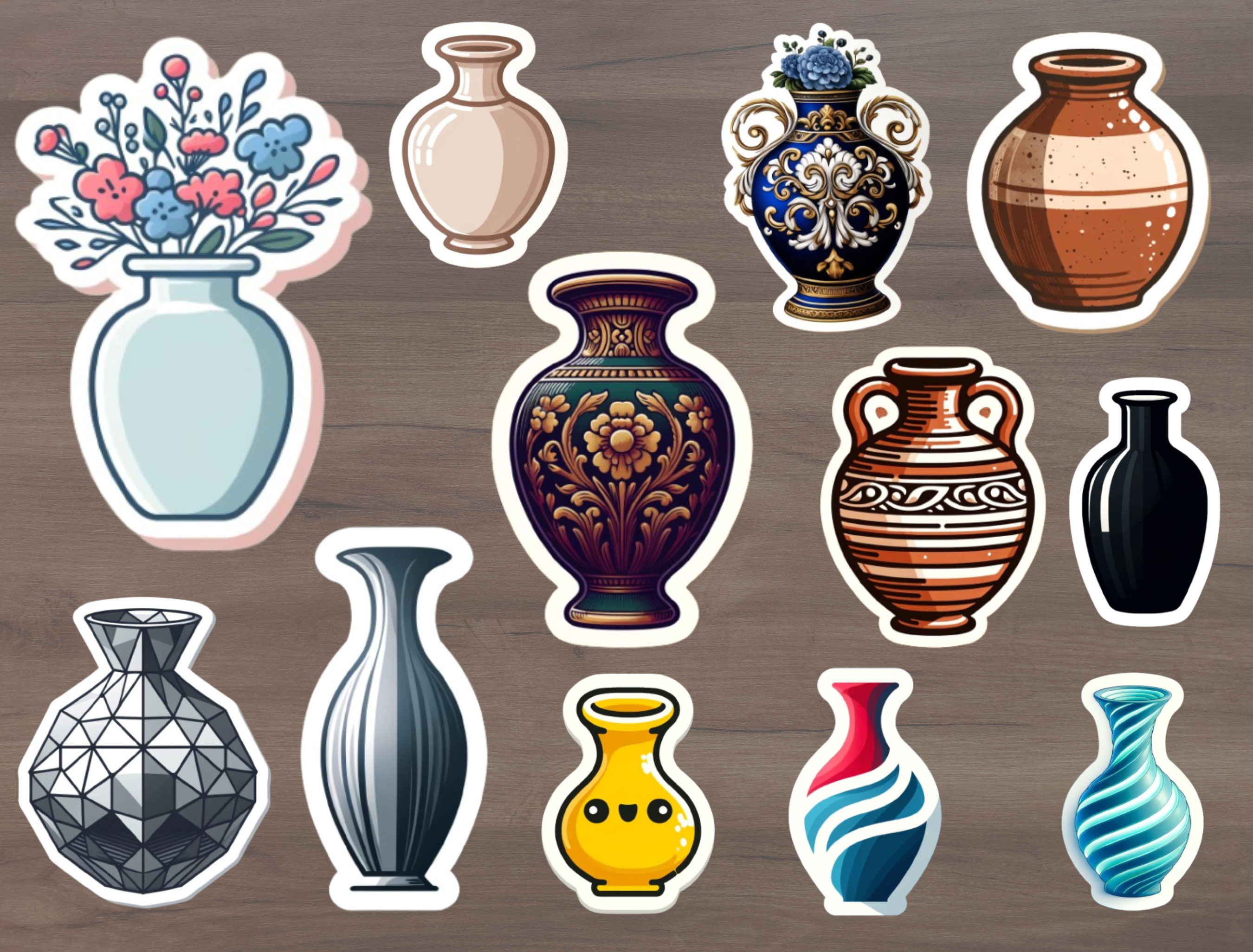 Vase Stickers, Digital Stickers
