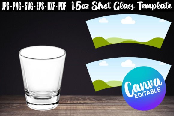 1.5 Oz Shot Glass Canva Template