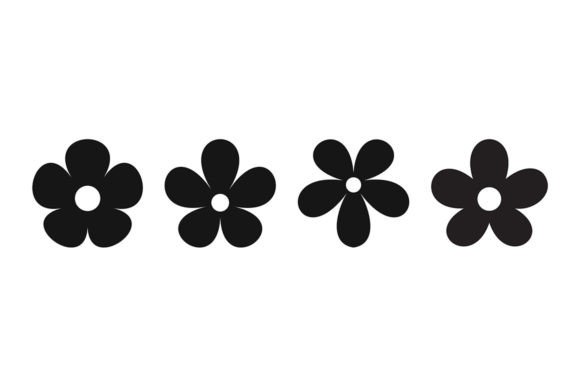 Black Flower Icon Set