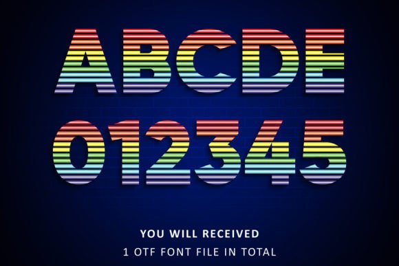 Neon Rainbow Font PNG with transparent background - Preview 1