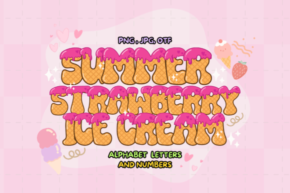 Summer Strawberry Ice Cream Fuentes de Colores Fuente Por VividDoodle