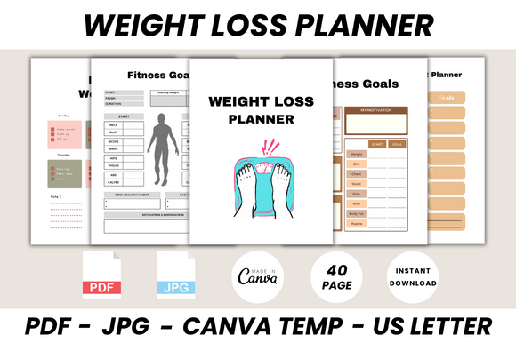 Weight Loss Planner Canva Template Graphic by DIGITAL PRINT BOX ...