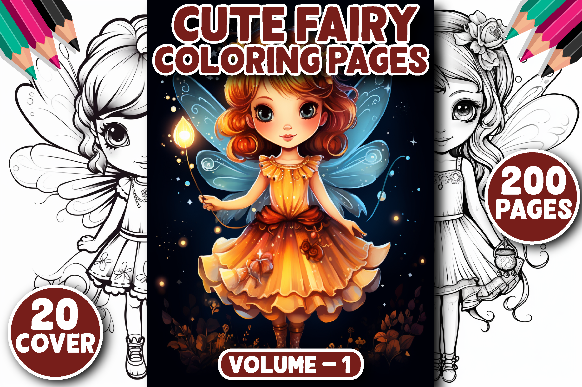 200 Cute Fairy Coloring Pages for Kids Graphic by Musera Design ...
