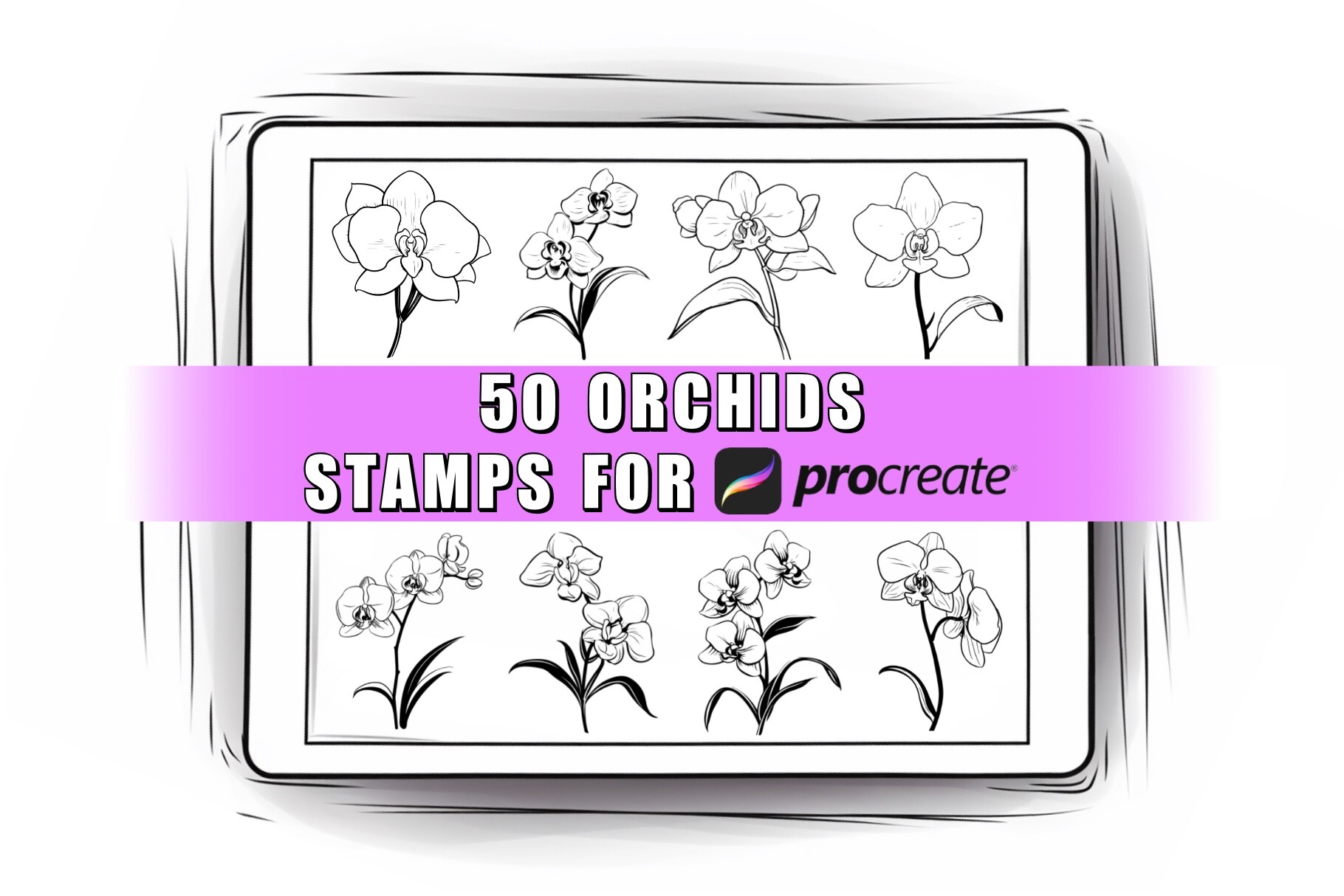 50 Orchids Procreate Stamps Brushes Graphic by ProcreateSale · Creative ...