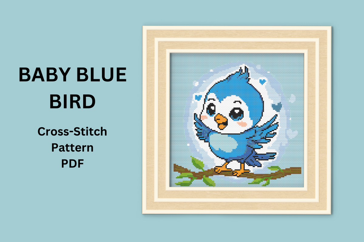 Baby Blue Bird Cross-Stitch Pattern PDF