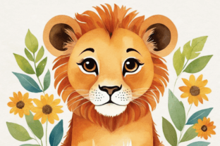 Cute Floral Baby Lion Graphic by 1xMerch · Creative Fabrica