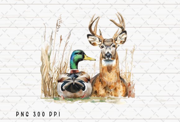 Deer Hunting Duck Hunter Watercolor PNG Graphic Illustrations By Flora Co Studio