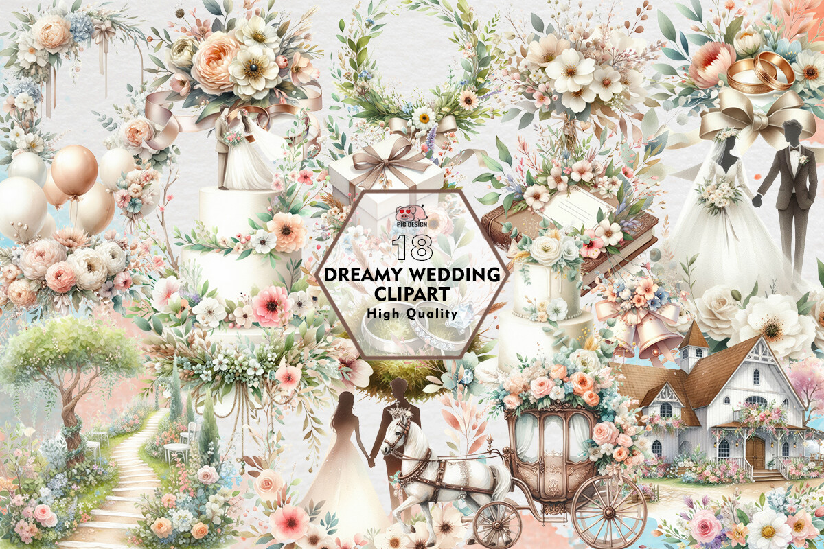 Dreamy Wedding Clipart PNG Graphics - photo 1