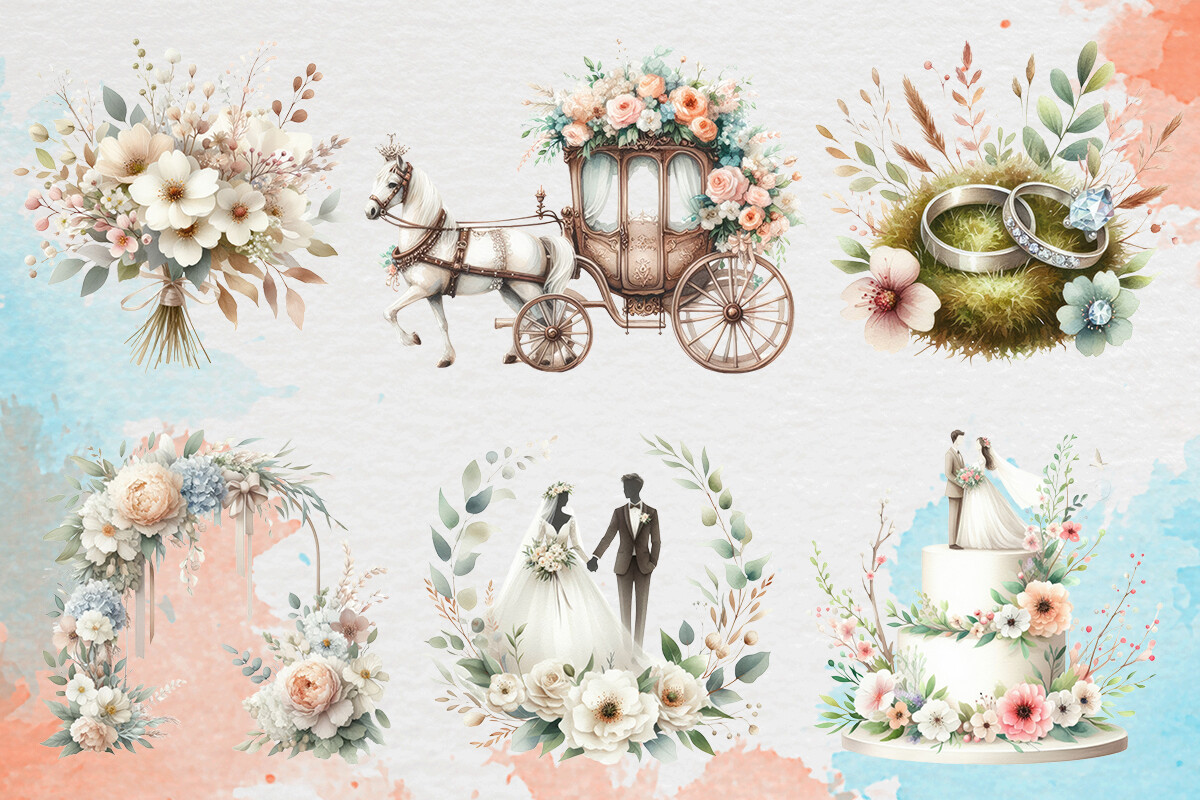 Dreamy Wedding Clipart PNG Graphics - photo 2