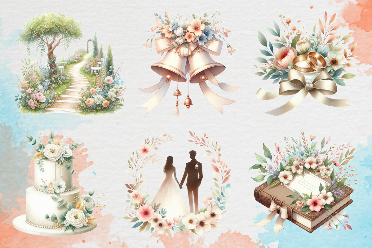 Dreamy Wedding Clipart PNG Graphics - photo 3