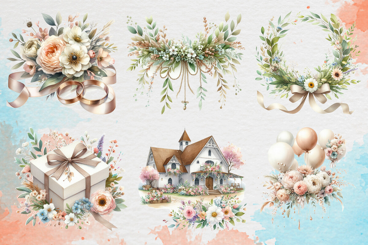 Dreamy Wedding Clipart PNG Graphics - photo 4