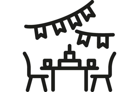 Party Event Line Icon. Party Table, Rest