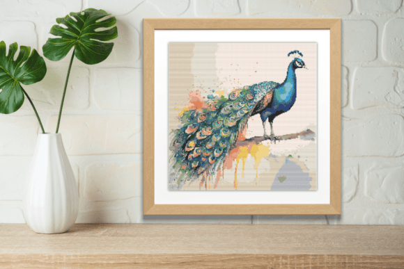 Rainbow Peacock Cross Stitch Pattern PDF