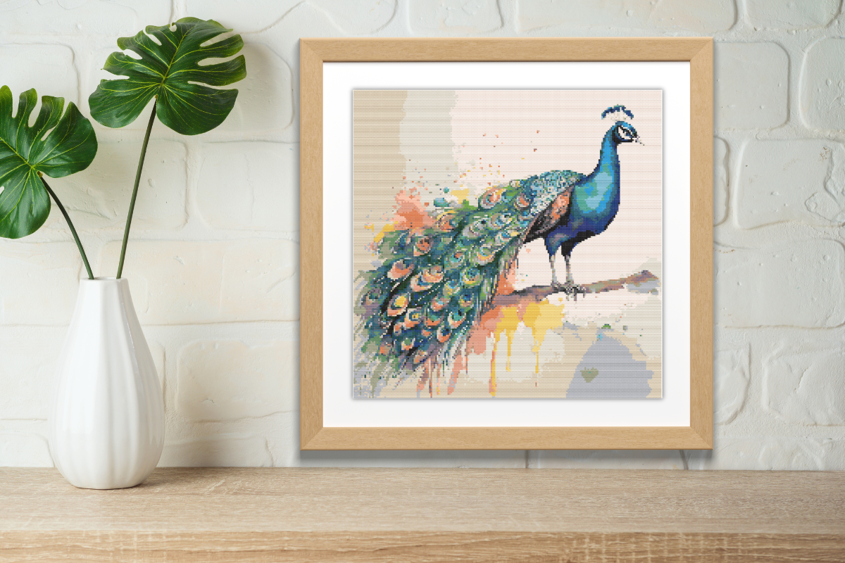 Rainbow Peacock Cross Stitch Pattern PDF