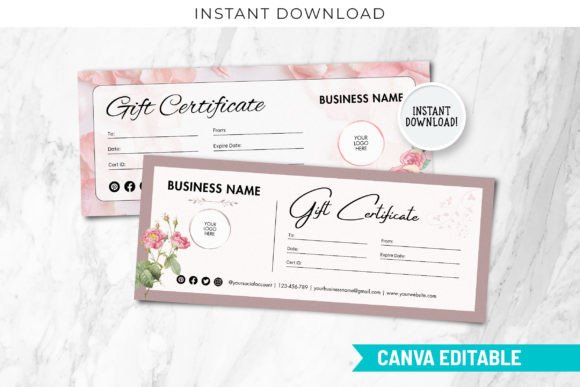 RoseGold Gift Certificate Canva Card