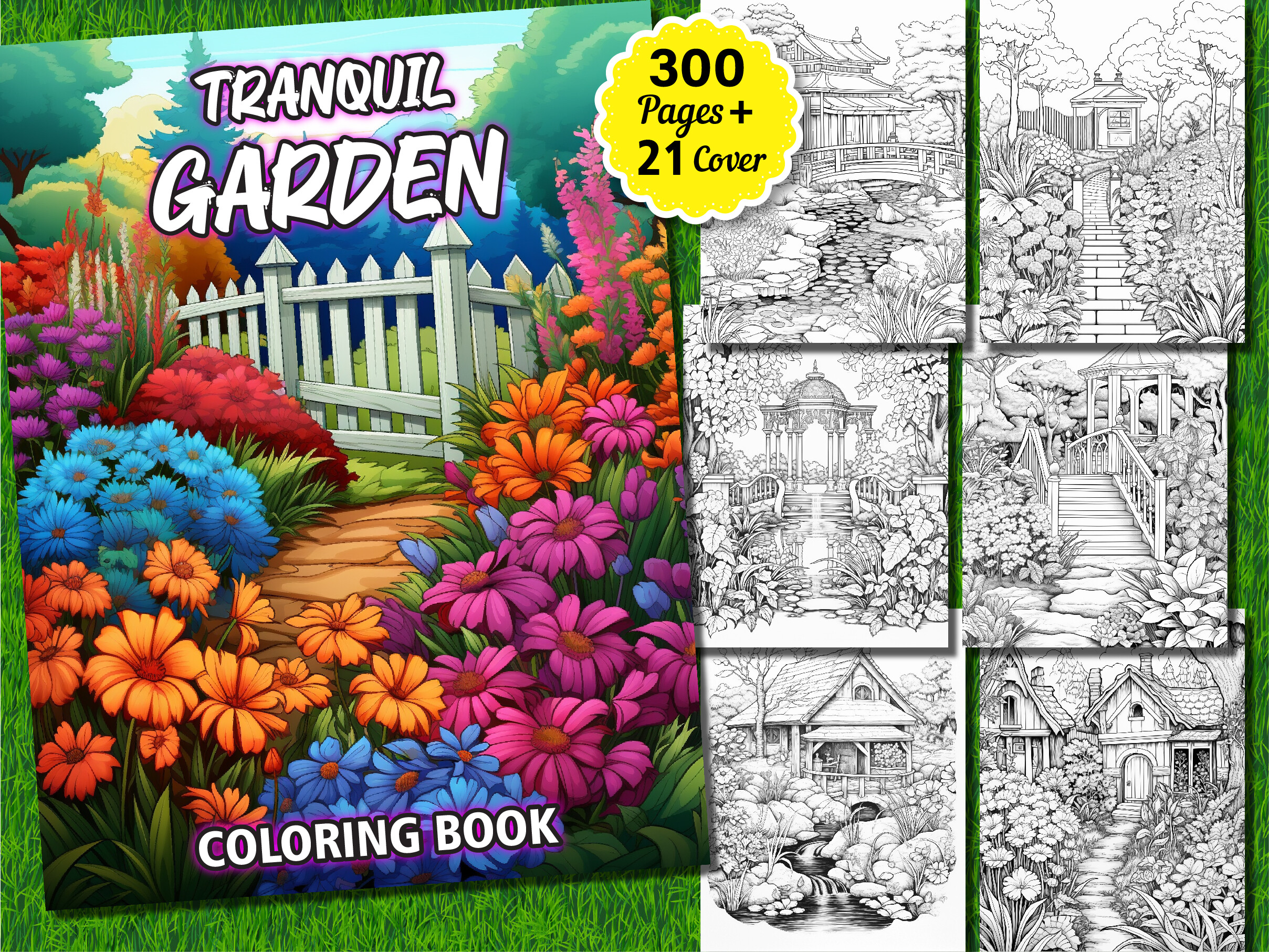 300 Tranquil Garden Coloring Pages Kdp Graphic by KIDS ZONE · Creative ...