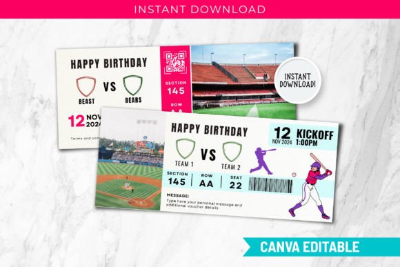 Digital Surprise Baseball Ticket Canva