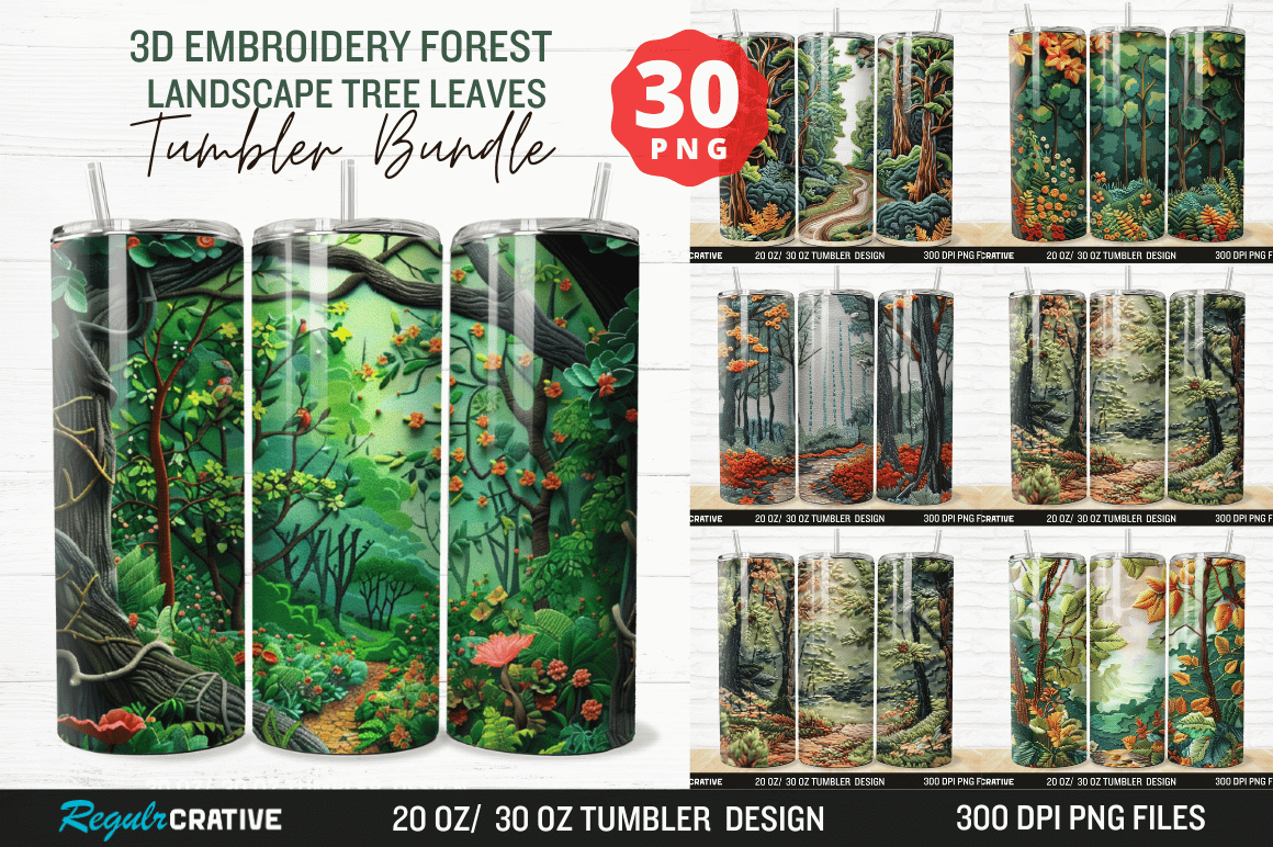 Embroidery Forest Landscape Wrap Bundle Graphic by Regulrcrative ...