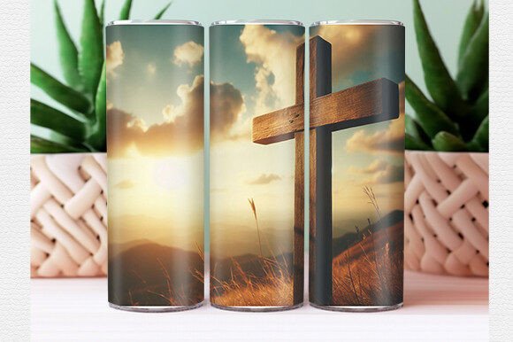 Faith Cross Tumbler Wrap Grafika Owijki na kubek Przez Crafted Wonders