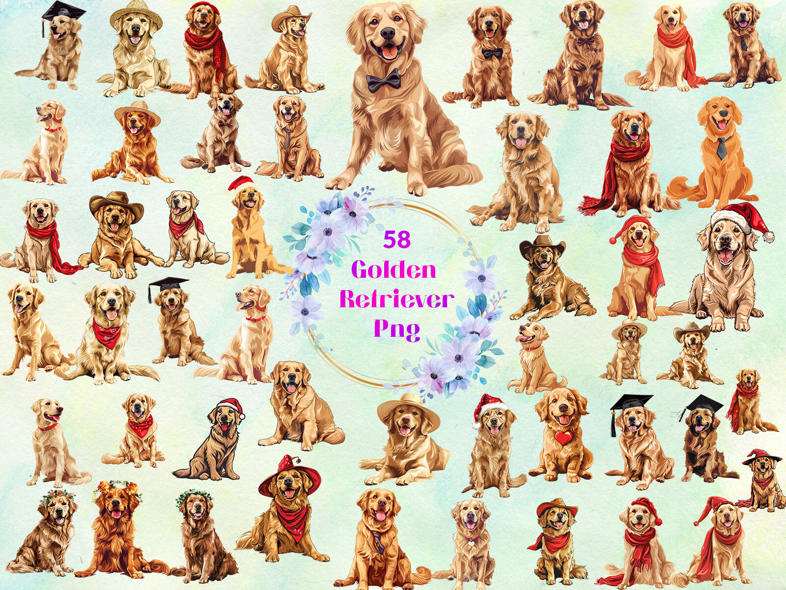 Golden Retriever Sublimation Clipart Png Graphic by DegitalxDesign ...