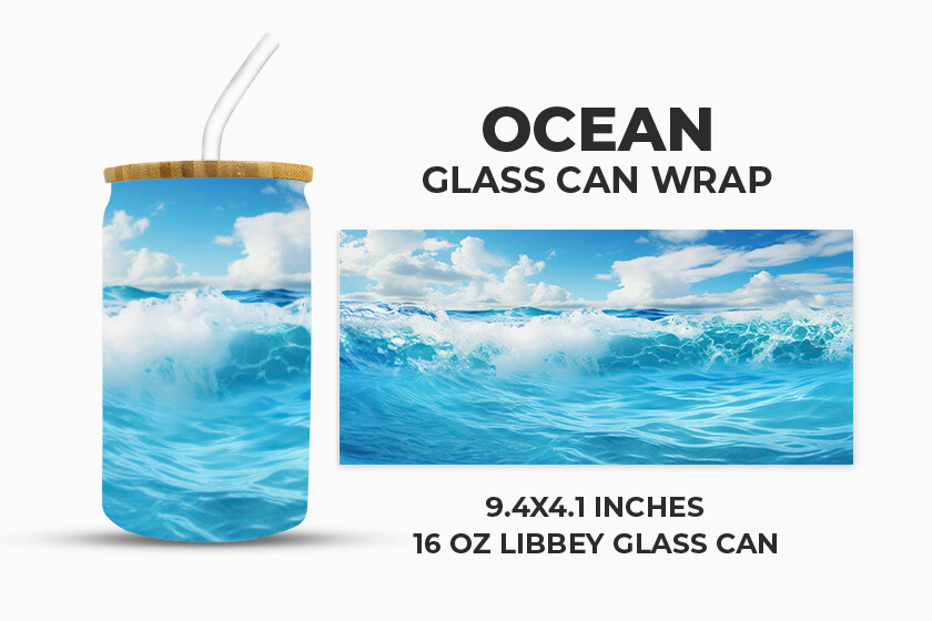 Ocean Glass Can Wrap Graphic by Creative World · Creative Fabrica
