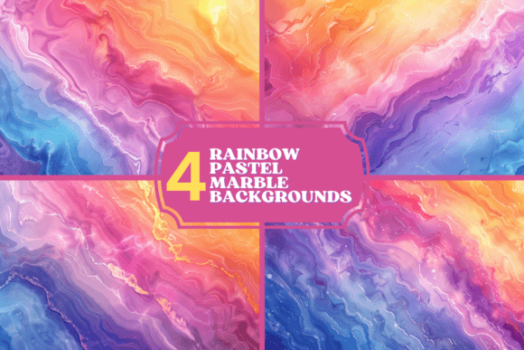 Pastel Rainbow Marble Background Bundle