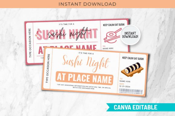 Printable Digital Sushi Night Voucher